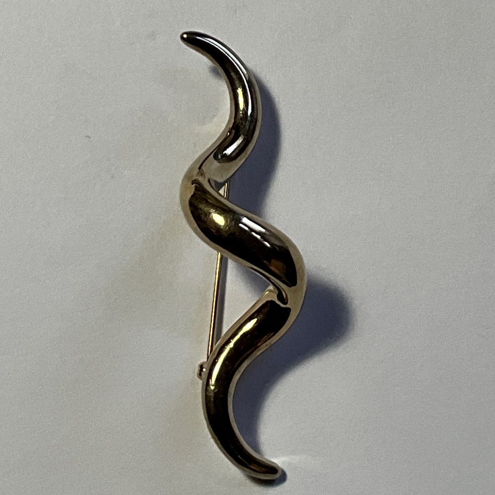 CARLA 14k Yellow Gold Mid-Century Modern Swirl Brooch